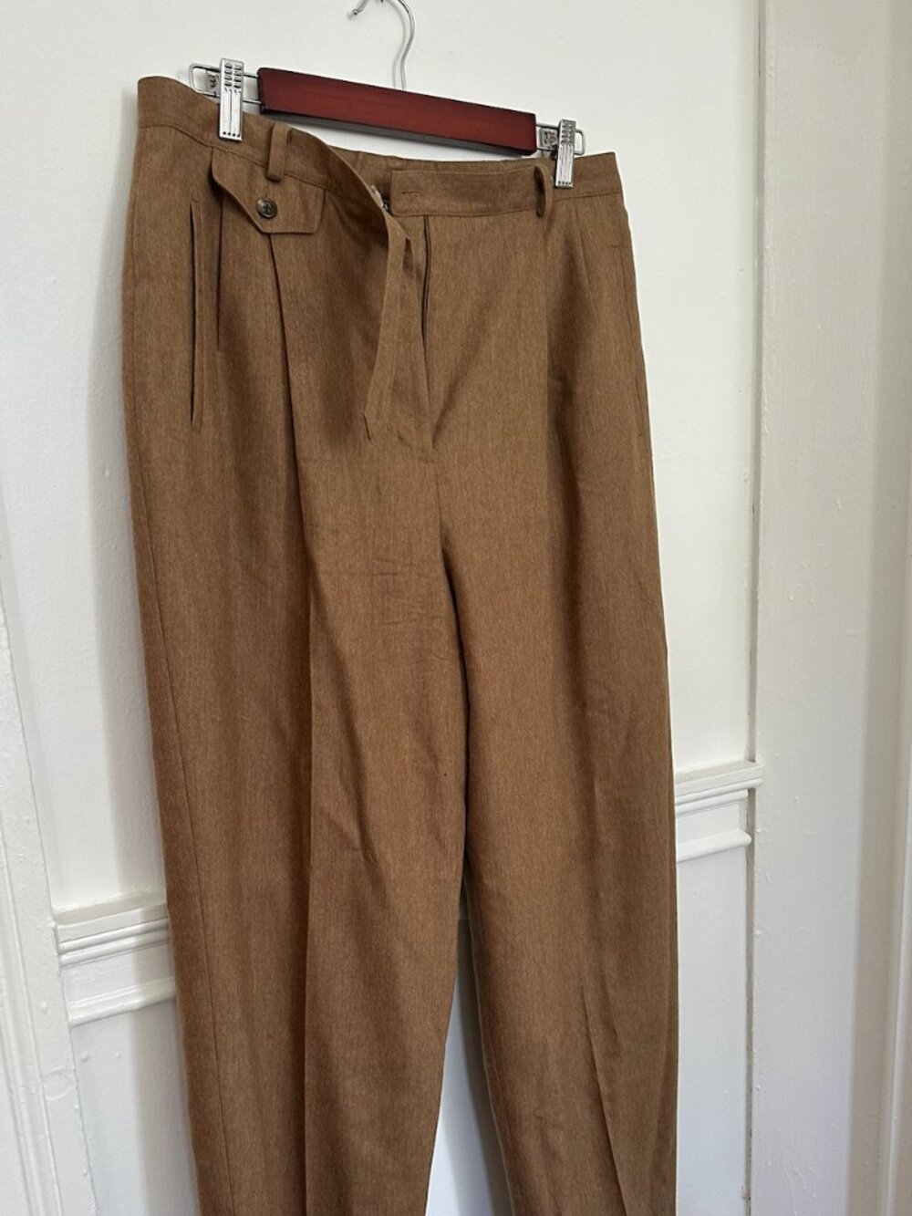 Camel Ralph Lauren 100% Wool Pleated Trousers